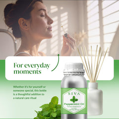 Packaging and ingredients of Siva Peppermint Essential Oil 16 oz
