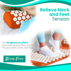 Close-up of acupressure points on mat surface