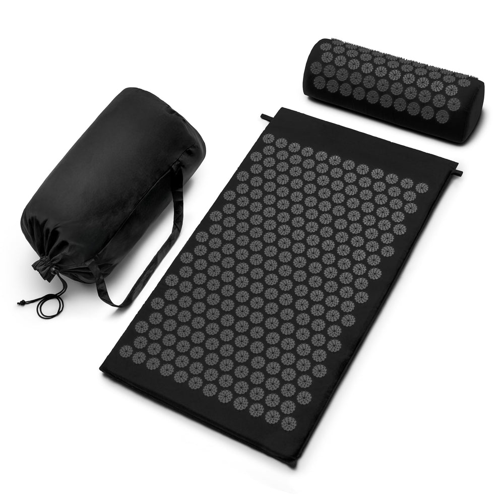 Sivan Health acupressure mat and pillow set laid out for full-body support