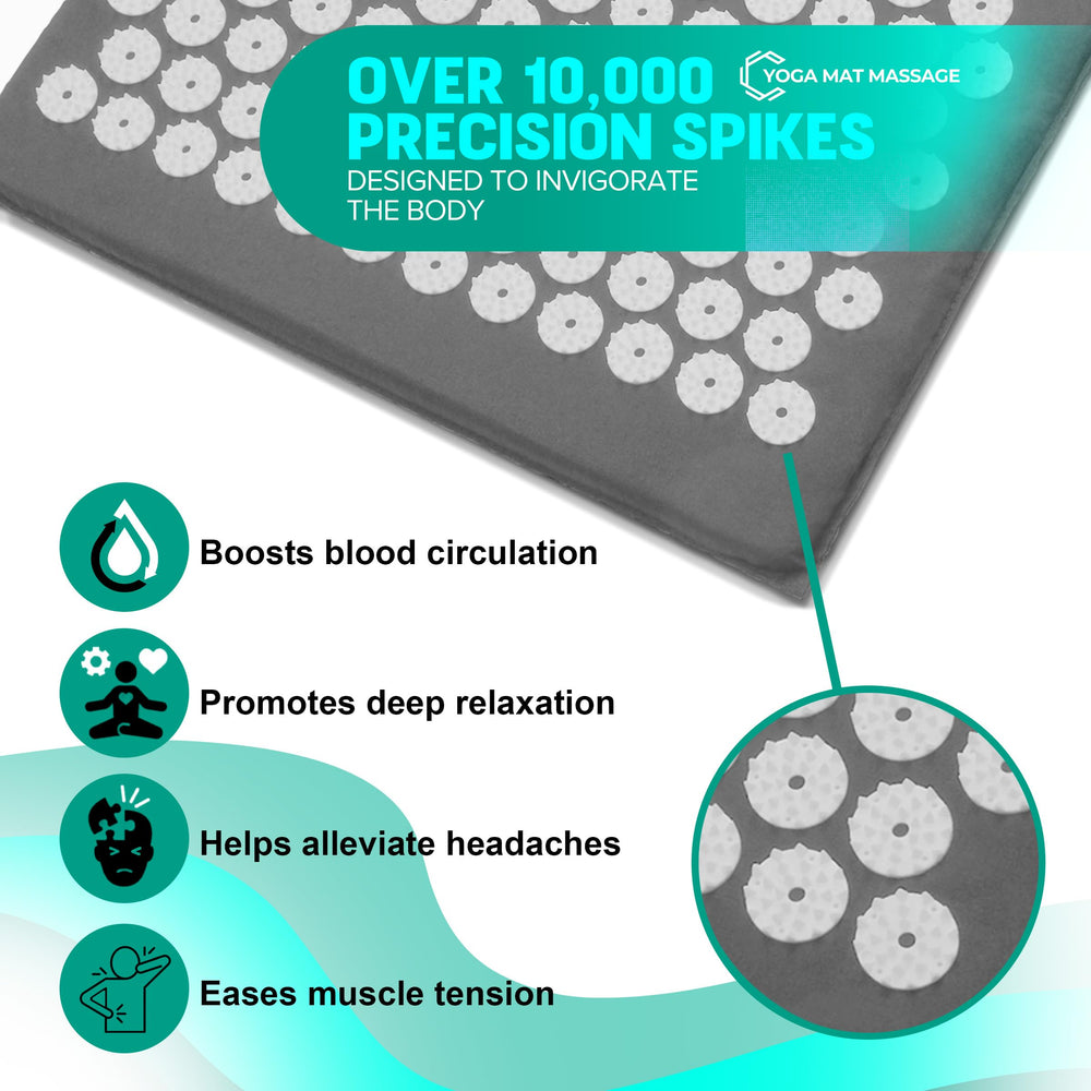 Person using acupressure mat for stress relief