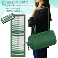 Person using the acupressure mat for back relief