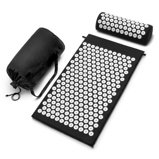 Sivan acupressure mat and neck pillow set in black