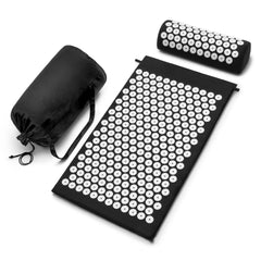 Sivan acupressure mat and neck pillow set in black