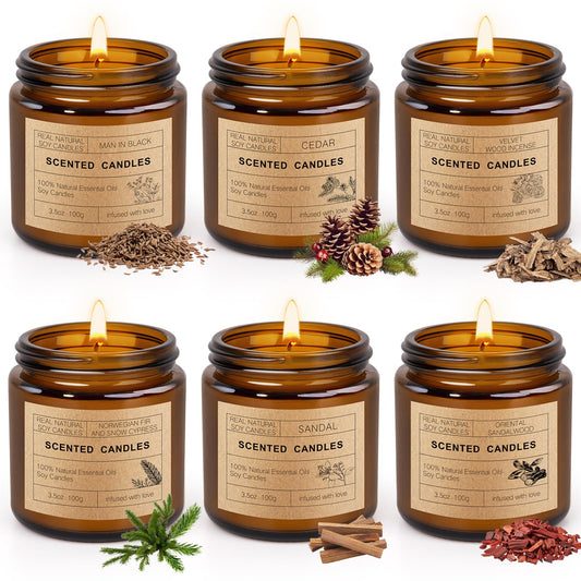 Six-pack scented candles set in gift-ready box