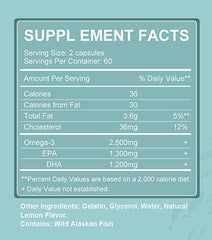 60-day supply bottle of omega-3 supplement