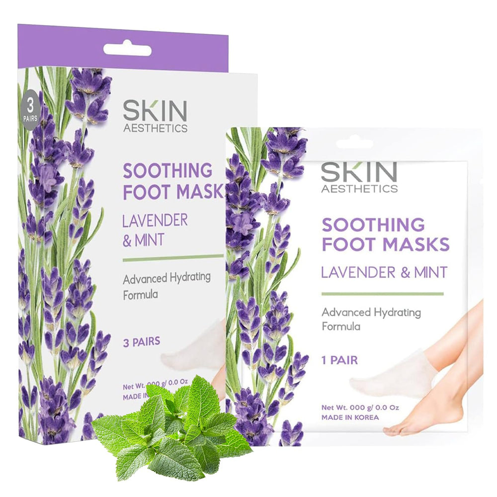 Skin Aesthetics Lavender & Mint Foot Mask pack offering spa-like relaxation.