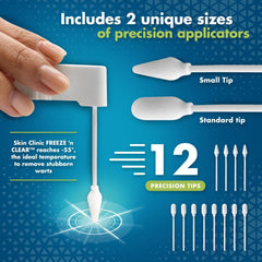 Precision applicator close-up on Skin Clinic Freeze 'n Clear for targeted wart freezing.