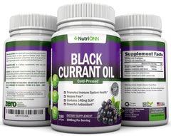 Illustration of skin and hair health benefits from black currant oil