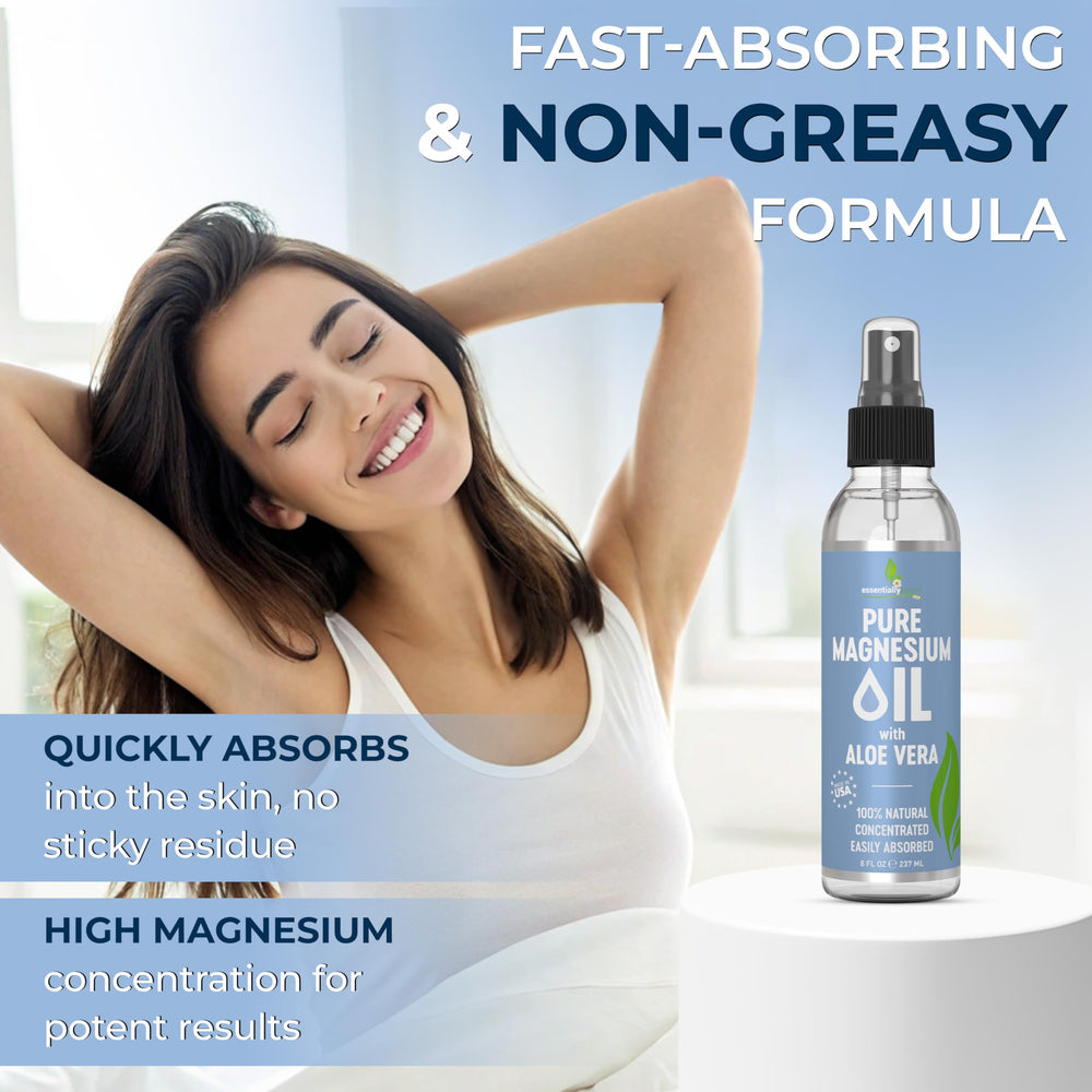 Skin moisturized after magnesium spray with Aloe Vera