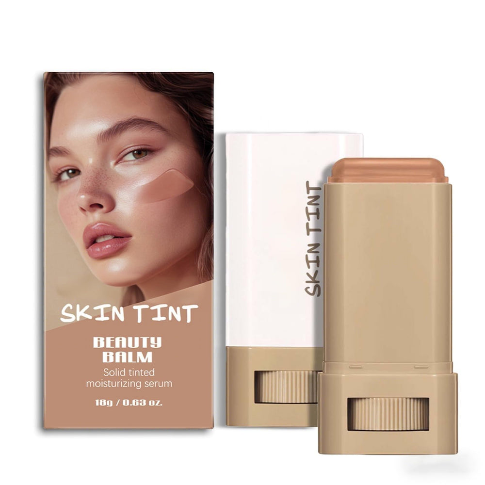 Skin Tint & Contour Stick application swatch demonstrates smooth glide for natural finish.