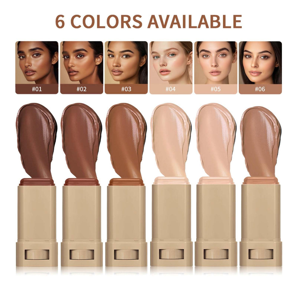 Skin Tint & Contour Stick glide test shows weightless coverage on the skin.