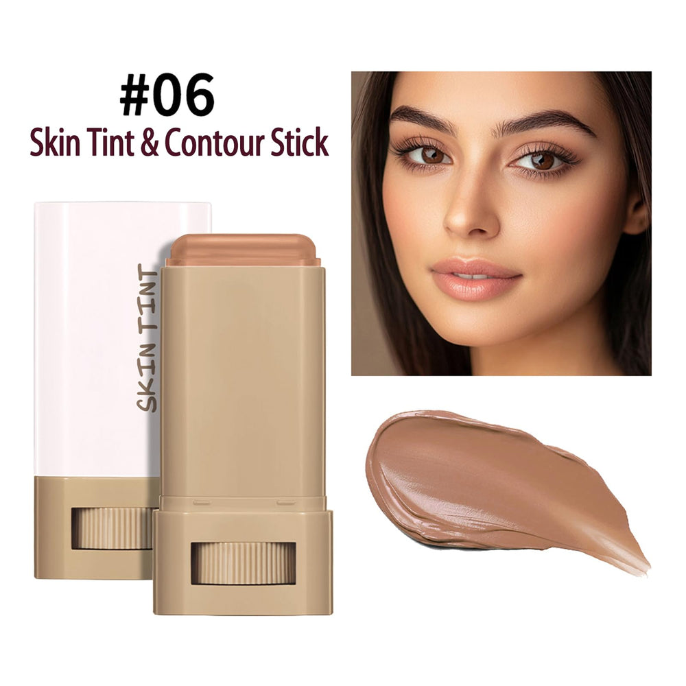Skin Tint & Contour Stick swatches show shade range for even-toned skin.