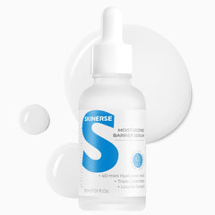 SKINERSE Moisturizing Barrier Serum bottle demonstrates multi-depth hydration with 4D hyaluronic acid.