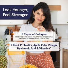 Scoop and glass ready to mix a protein-rich, sugar-free supplement.