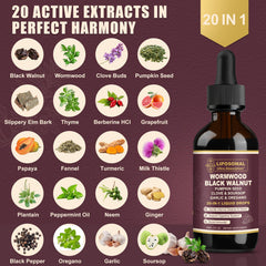 Close-up of SKLIA bottle label highlighting 20-in-1 herbal complex