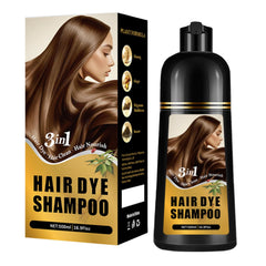 Sklight Hair Dye Shampoo bottle pours to begin at-home Blonde Brown color.