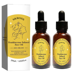 SKROSS Frankincense Resin Oil bottle hints at hydration for radiant skin.
