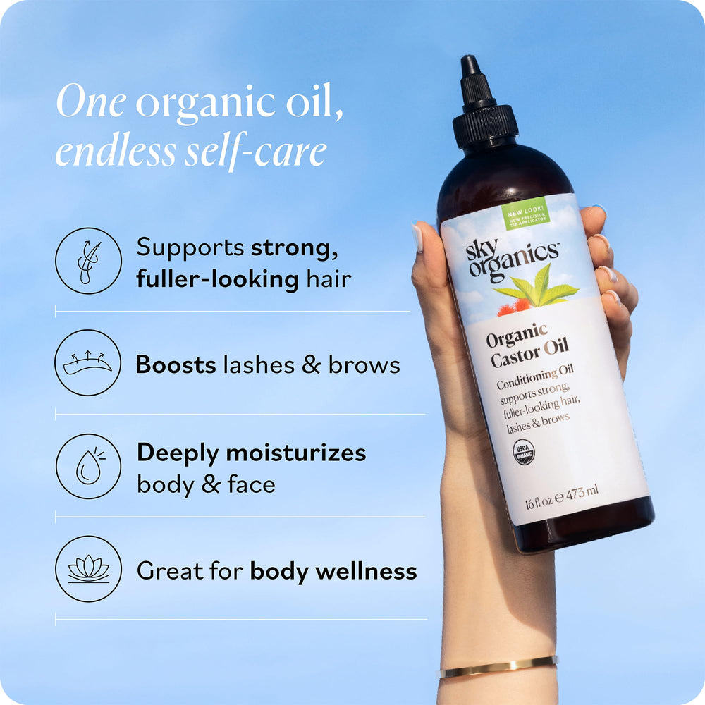 USDA Organic label on Sky Organics Castor Oil bottle