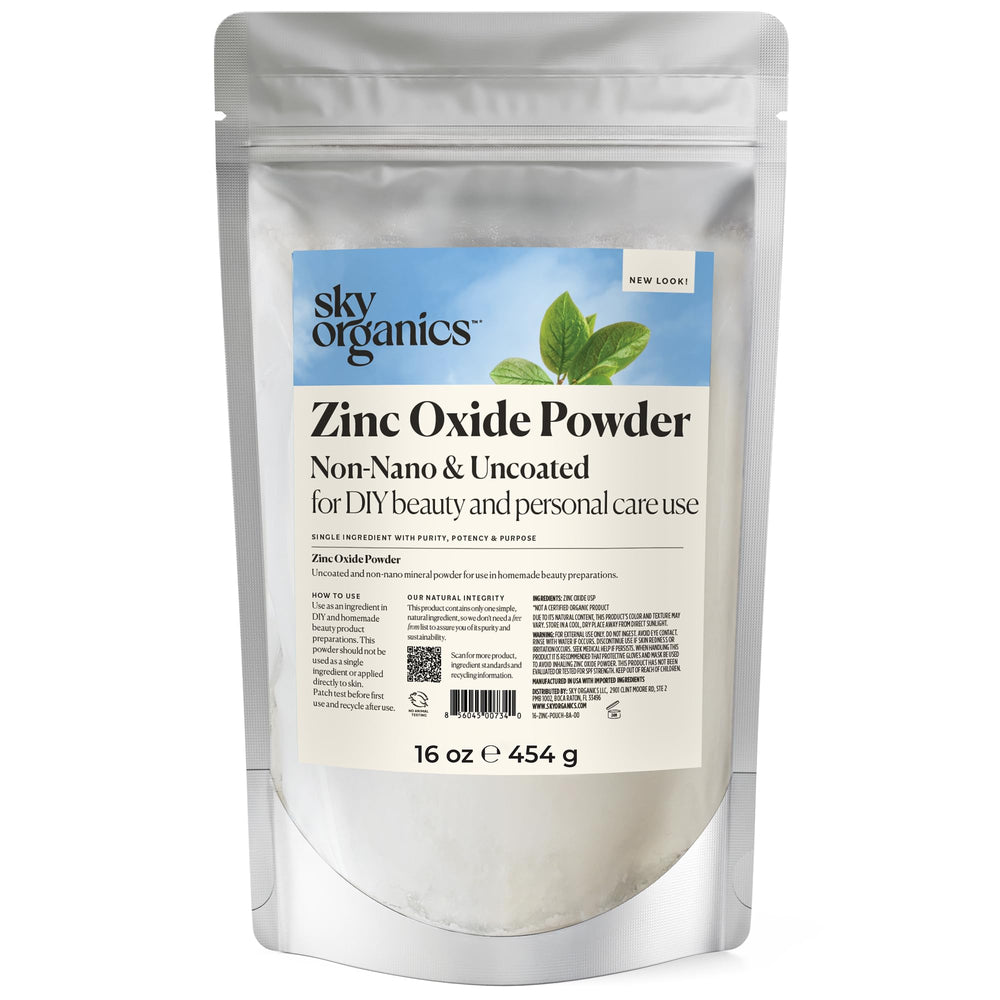 Sky Organics Zinc Oxide Powder 16 oz resealable bag front
