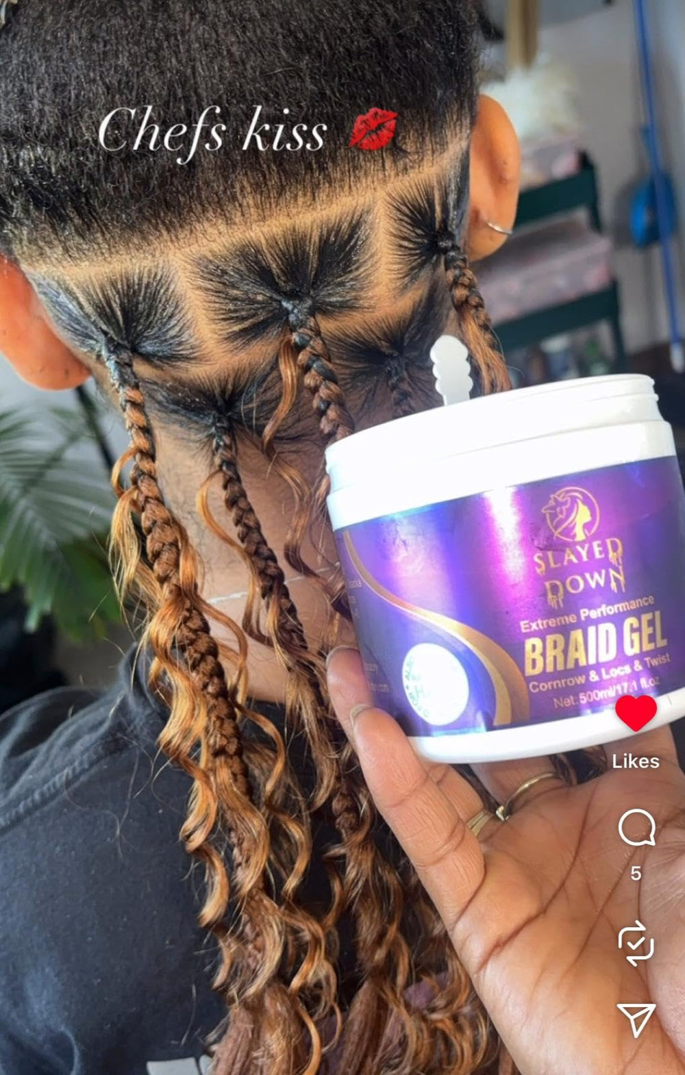SLAYED DOWN braid gel applied on hair for smooth frizz-free styling