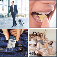 Sleep mask and dissolvable sleep strips bundle for convenient sleep aid.