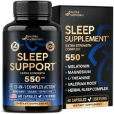 Bottle of sleep support capsules for adults with 550 mg strength