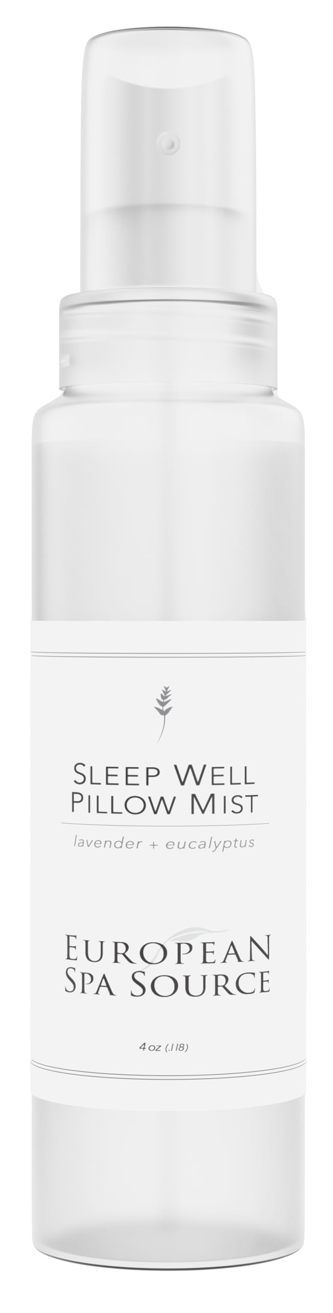 Sleep Well Eucalyptus + Lavender Pillow Mist bottle against neutral backdrop