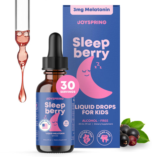 SleepBerry Kids Liquid Melatonin bottle and box - 1 fl oz