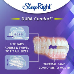 Person wearing SleepRight dental guard for a comfortable fit