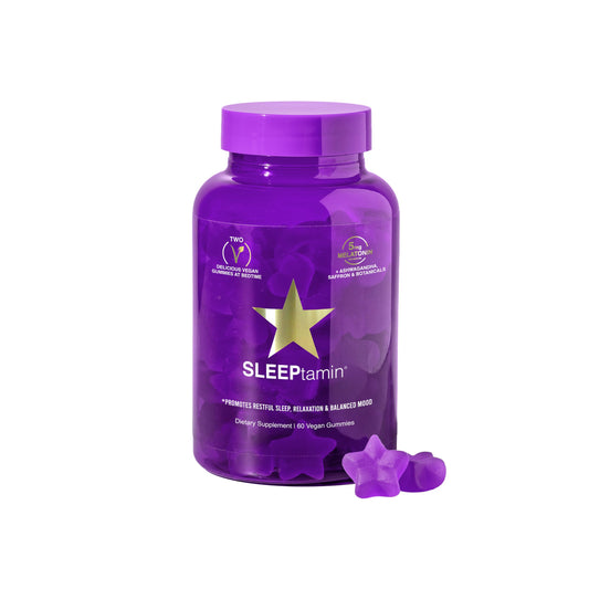 SLEEPtamin Melatonin Gummies 5mg bottle with 60 vegan gummies