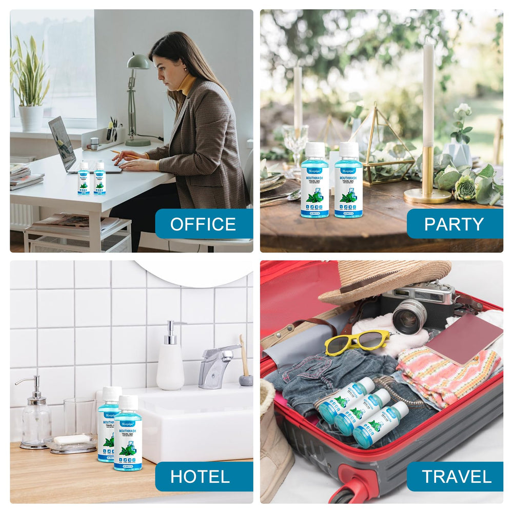Portable mouthwash bottles for on-the-go