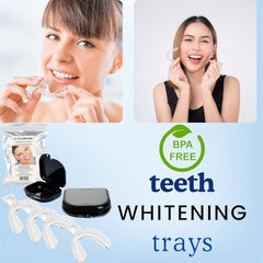 Slim ventilated case for storing whitening trays.