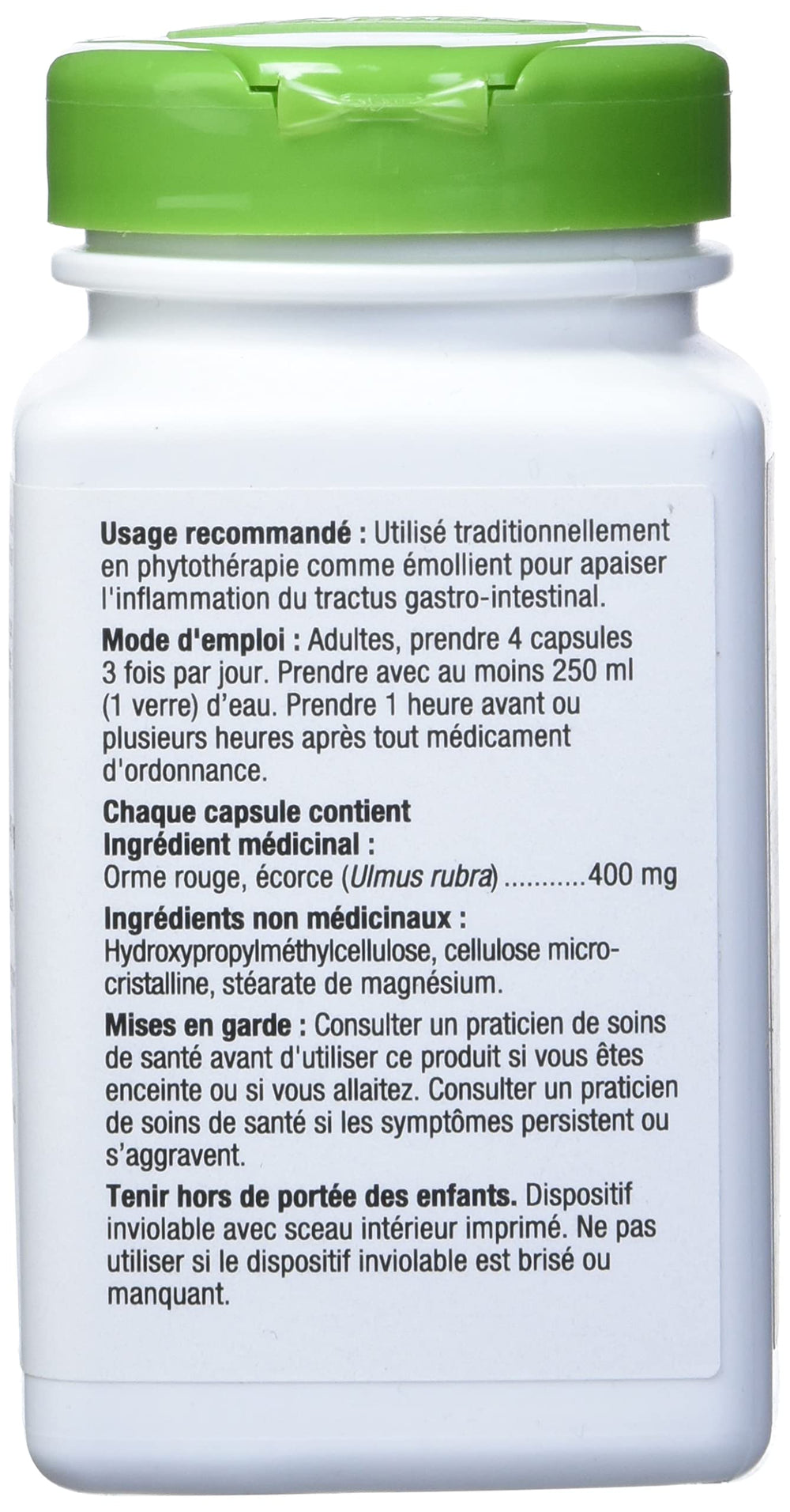 Back view of slippery elm bark 2-pack bottle