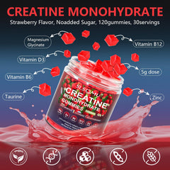 Serving size shows 4 gummies equaling 5 g of creatine monohydrate