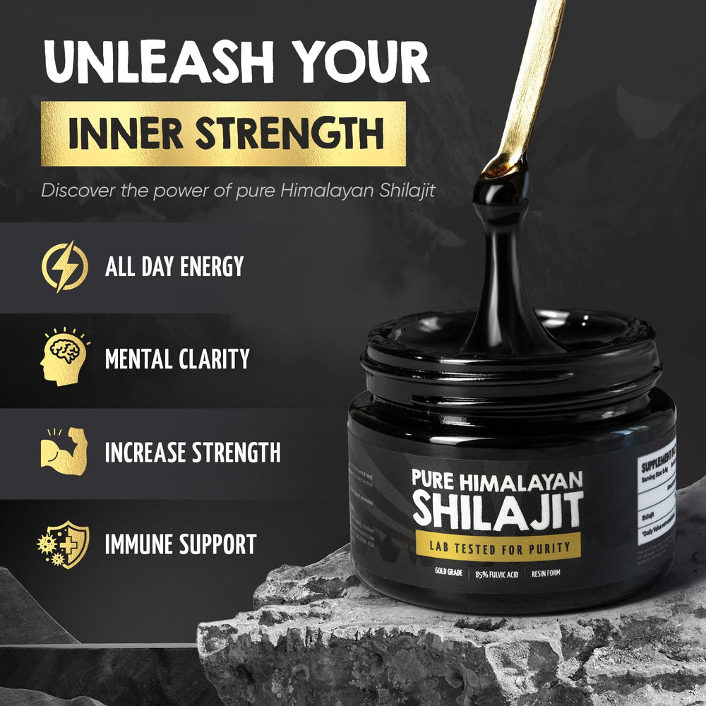 Shilajit resin packaging with dosing spoon in the box