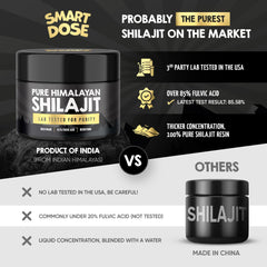 US lab-tested badge on Smart Dose Himalayan Shilajit resin