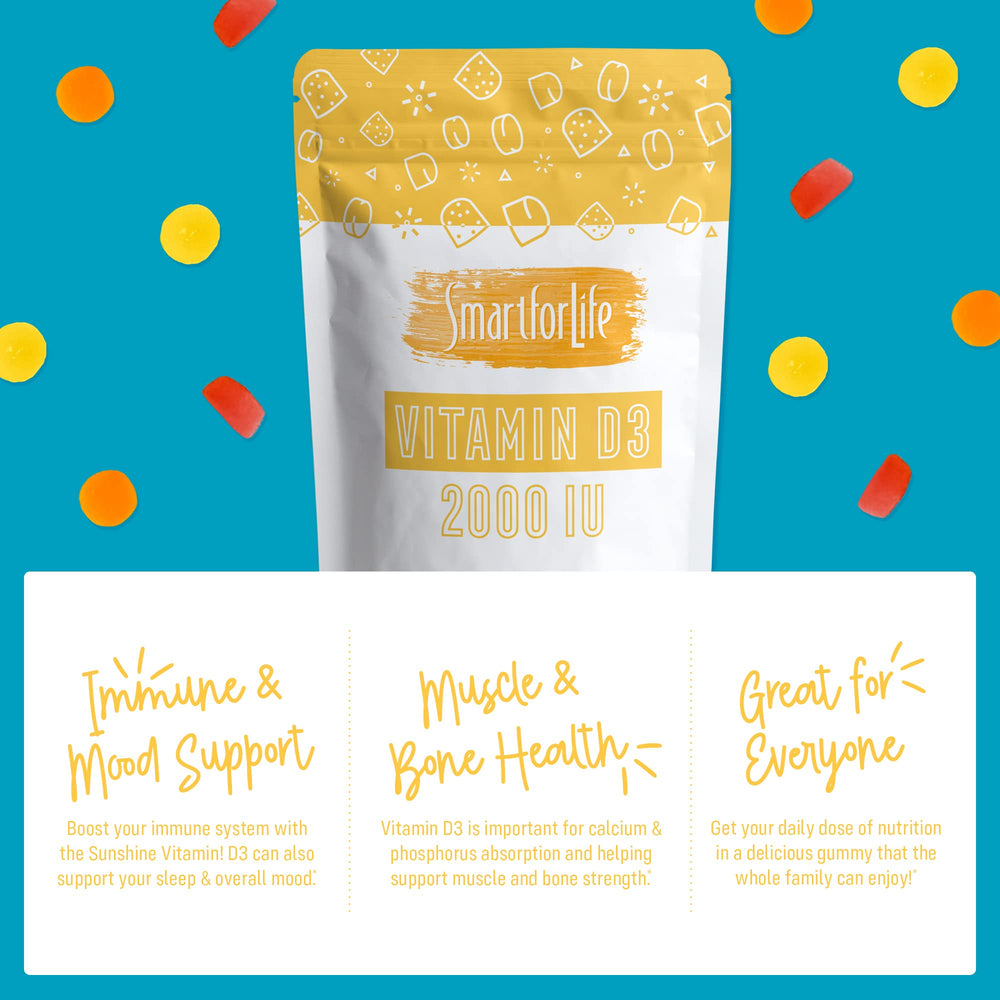 Close-up of Smart for Life Vitamin D3 Gummies bottle