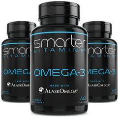 Three-pack Smarter Omega-3 bottles with 60 softgels each