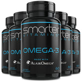 Five-pack of Smarter Omega-3 Berry flavor burpless softgels - 60 per bottle