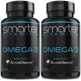 Two bottles of Smarter Omega-3 Berry flavor burpless softgels