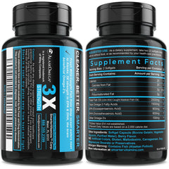 Pour-ready SmarterVitamins Omega-3 bottle highlights easy daily dosing.