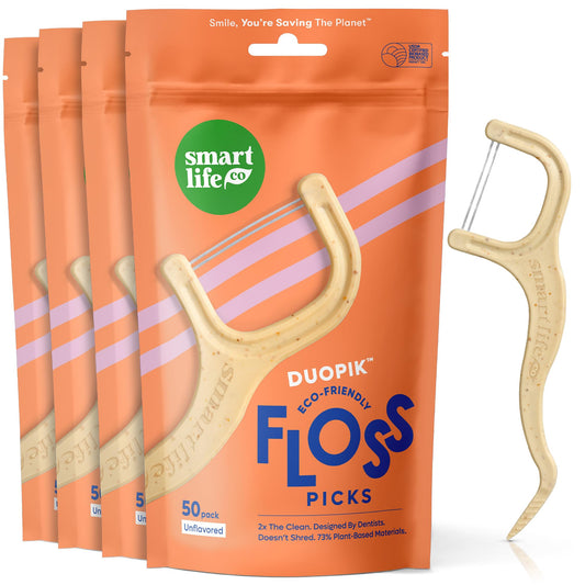 SmartLifeco straw-wheat blend floss picks 200 count package