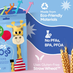 Unflavored vegan floss sticks for children