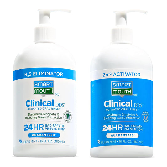 SmartMouth Clinical DDS 2-Bottle Activated Mouthwash with pumps - front view