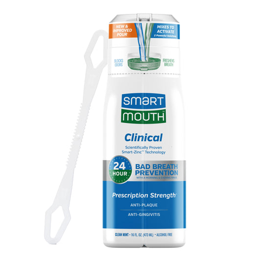 SmartMouth DDS activated clinical mouthwash bottle with mint flavor, front view