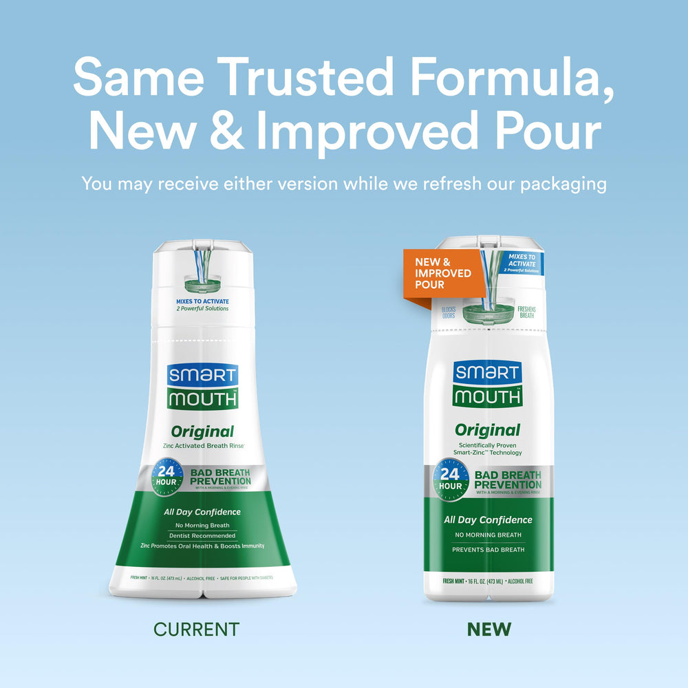 Close-up of SmartMouth DDS Activated Clinical Mouthwash label