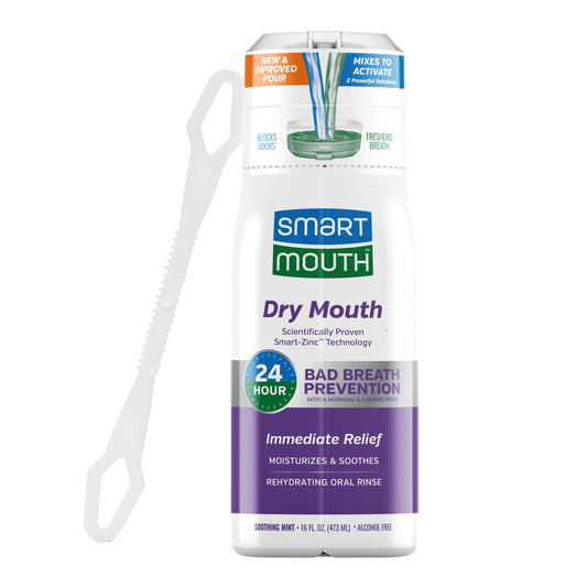 SmartMouth dry mouth activated mouthwash bottle on white background