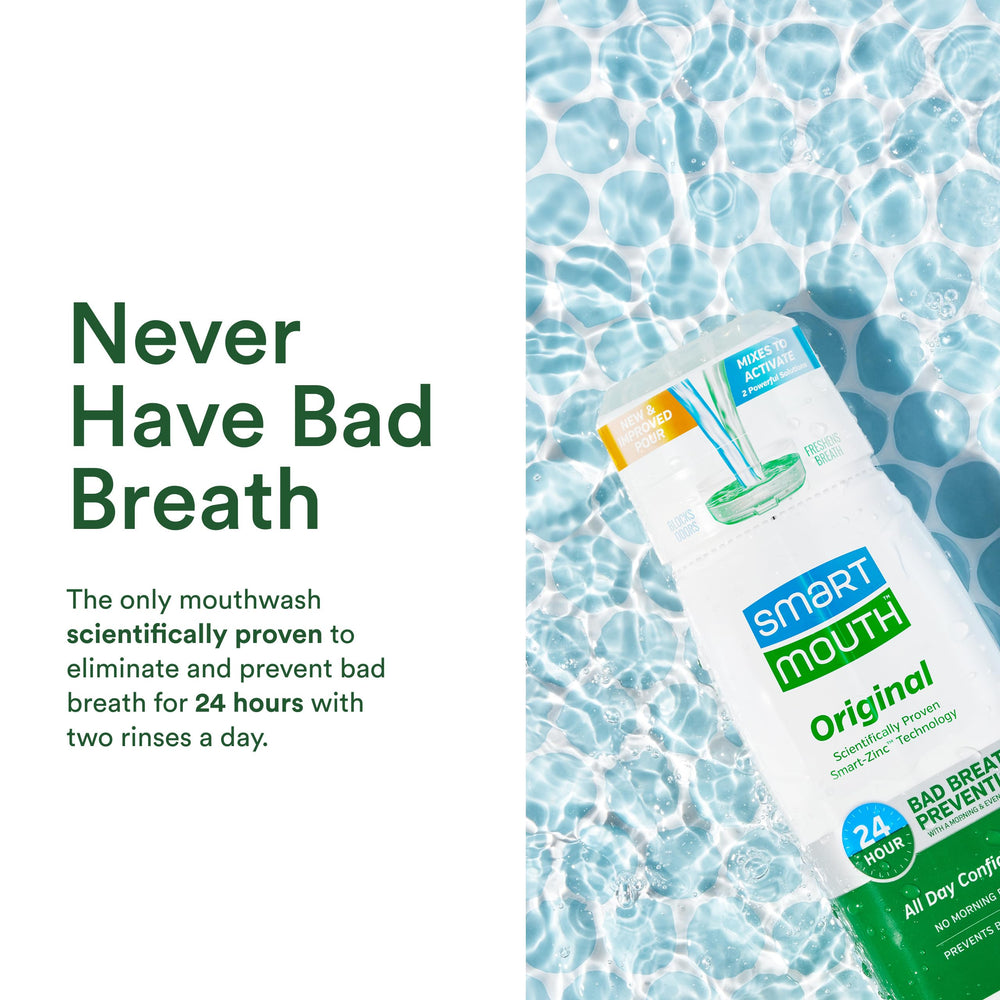 Close-up of SmartMouth Original Activated Mouthwash label