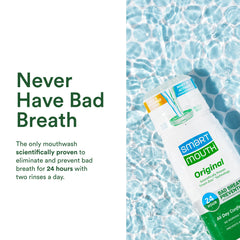Close-up of SmartMouth Original Activated Mouthwash label