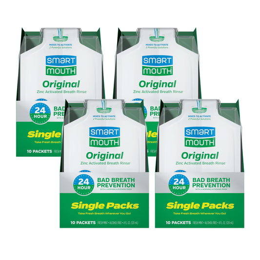 Front view of SmartMouth Original Activated Mouthwash 40-pack travel singles